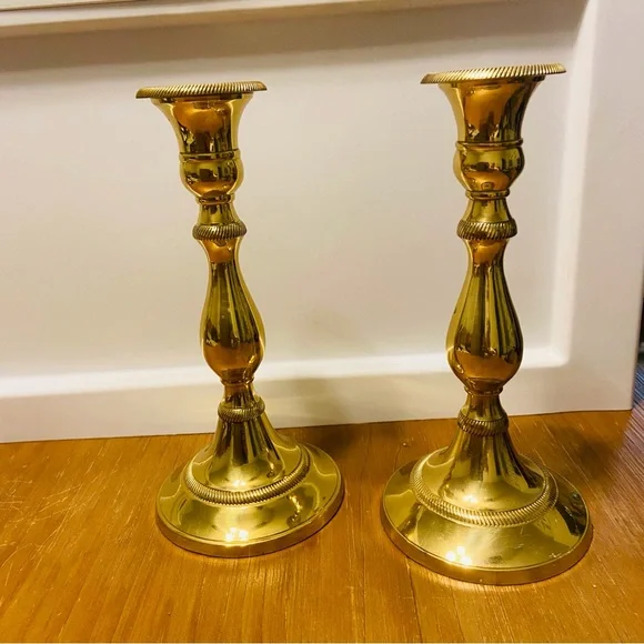 Andrea by Sadek Brass Candlesticks a Pair - Picture 11 of 15